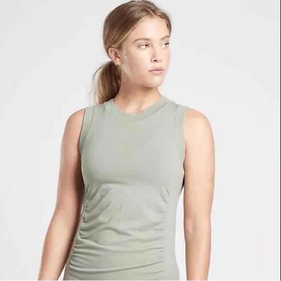Athleta Tops - ATHLETA Foresthill Ascent Tank Top size Medium Sage Green Hiking NEW Rusched